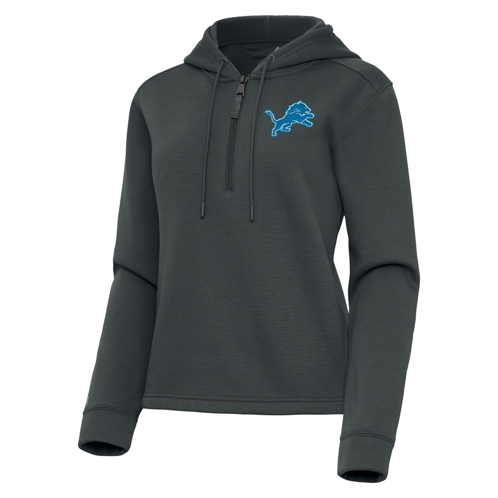 Detroit Lions Antigua Women's Contemporary Quarter-Zip Hoodie Pewter