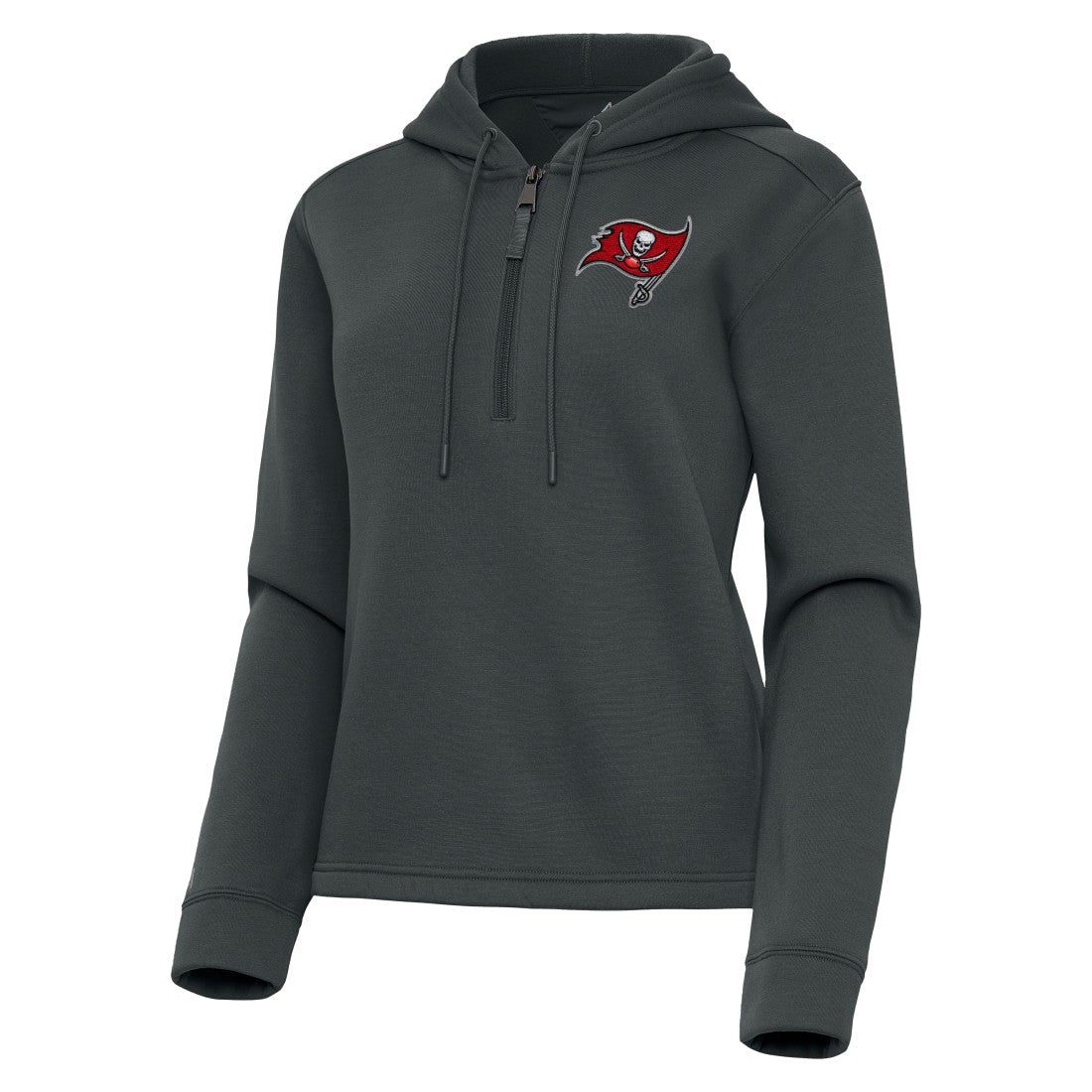 Tampa Bay Buccaneers Antigua Women's Contemporary Quarter-Zip Hoodie Pewter