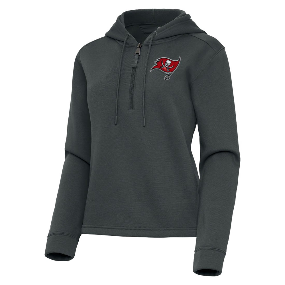 Tampa Bay Buccaneers Antigua Women's Contemporary Quarter-Zip Hoodie Pewter