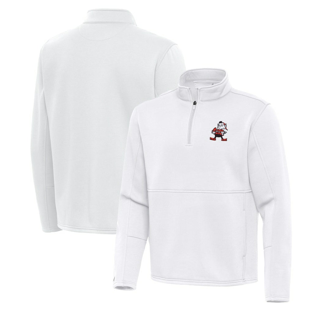 Cleveland Browns Antigua Twist Quarter-Zip Pullover Jacket White