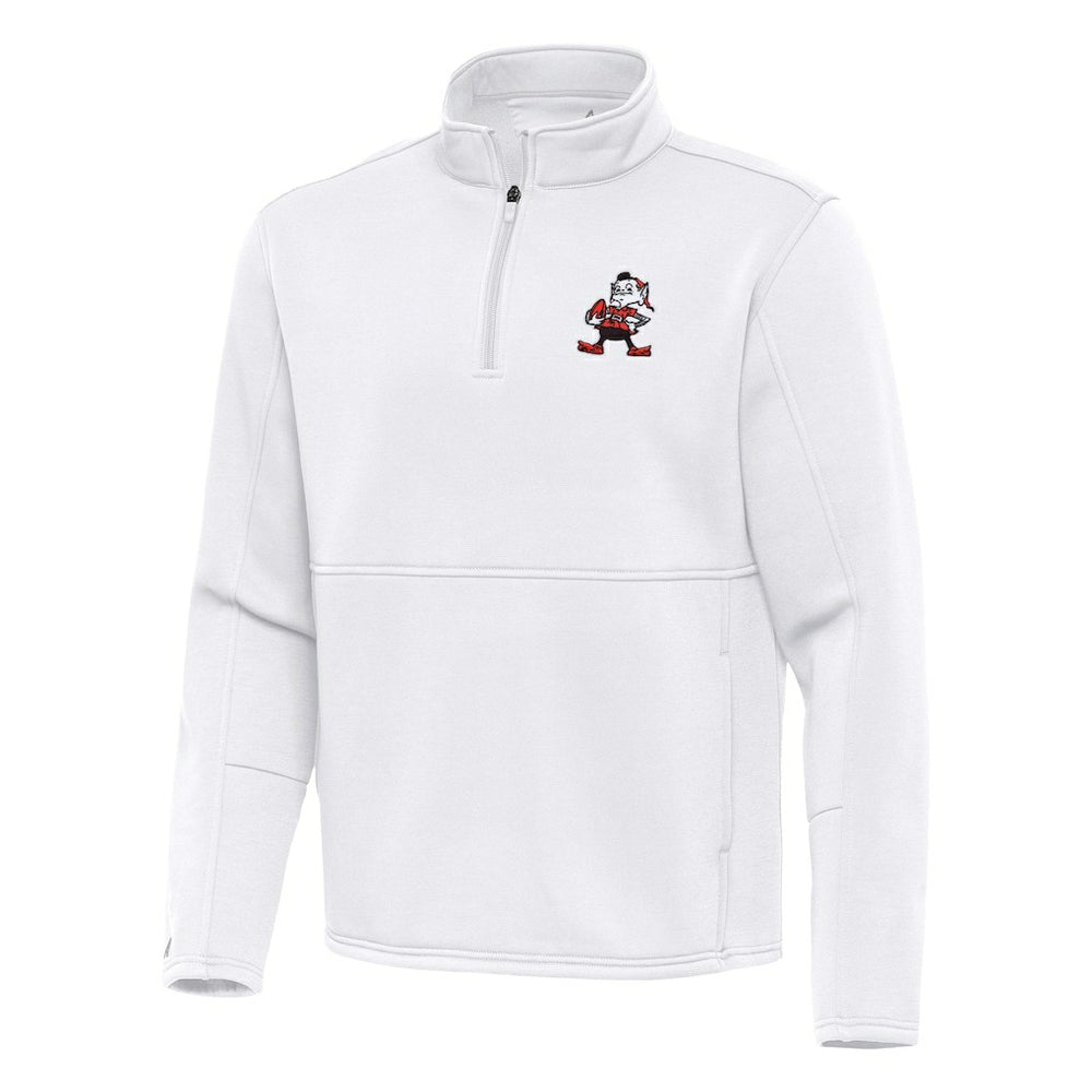 Cleveland Browns Antigua Twist Quarter-Zip Pullover Jacket White