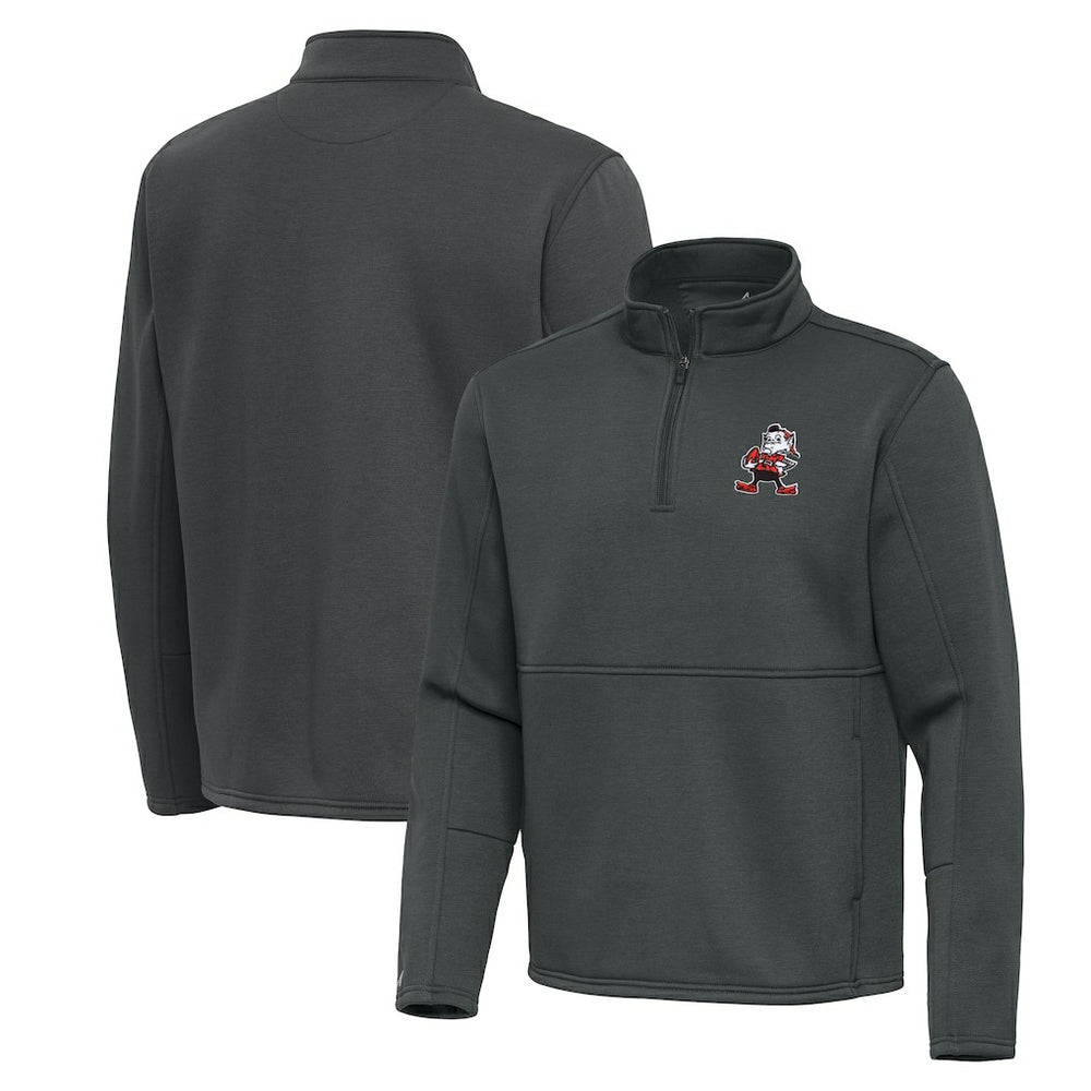 Cleveland Browns Antigua Twist Quarter-Zip Pullover Jacket Pewter