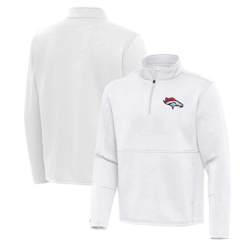Denver Broncos Antigua Twist Quarter-Zip Pullover Jacket White