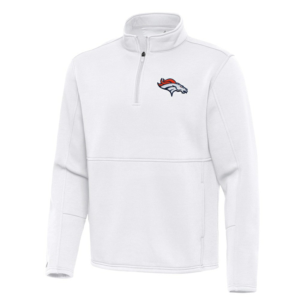 Denver Broncos Antigua Twist Quarter-Zip Pullover Jacket White