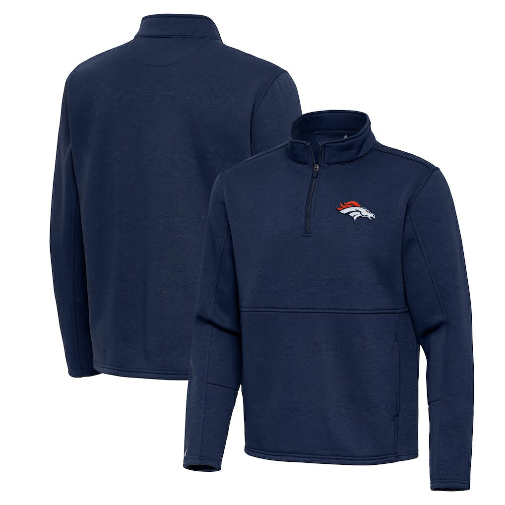 Denver Broncos Antigua Twist Quarter-Zip Pullover Jacket Navy