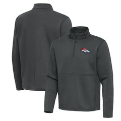 Denver Broncos Antigua Twist Quarter-Zip Pullover Jacket Pewter