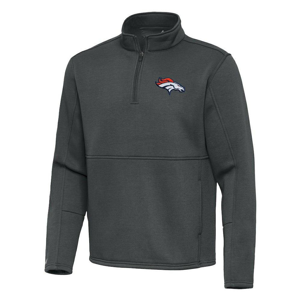 Denver Broncos Antigua Twist Quarter-Zip Pullover Jacket Pewter