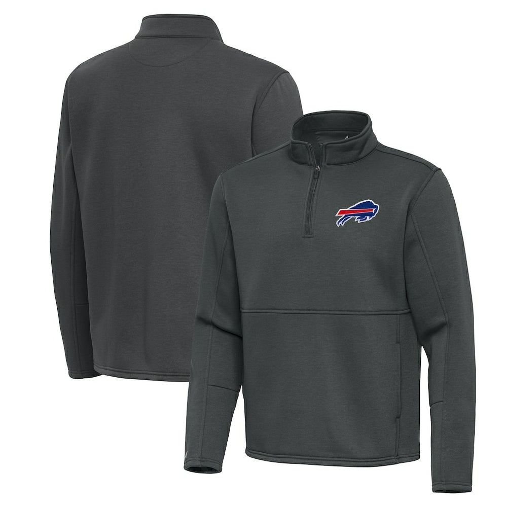 Buffalo Bills Antigua Twist Quarter-Zip Pullover Jacket Pewter
