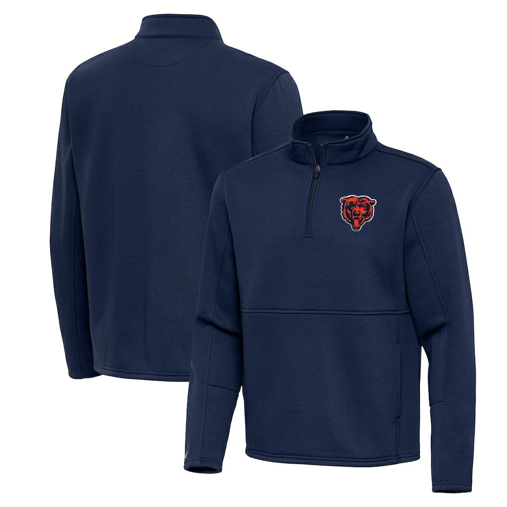 Chicago Bears Antigua Twist Quarter-Zip Pullover Jacket Navy
