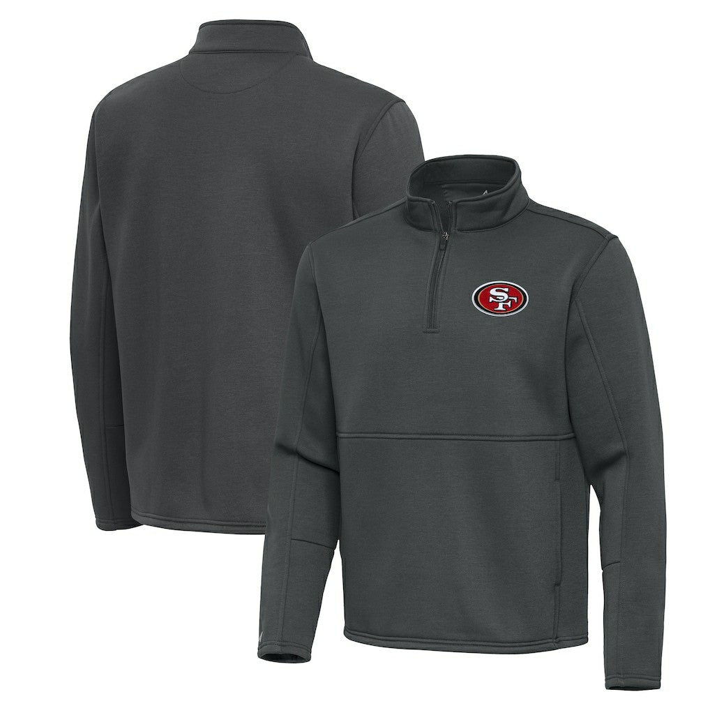 San Francisco 49ers Antigua Twist Quarter-Zip Pullover Jacket Pewter