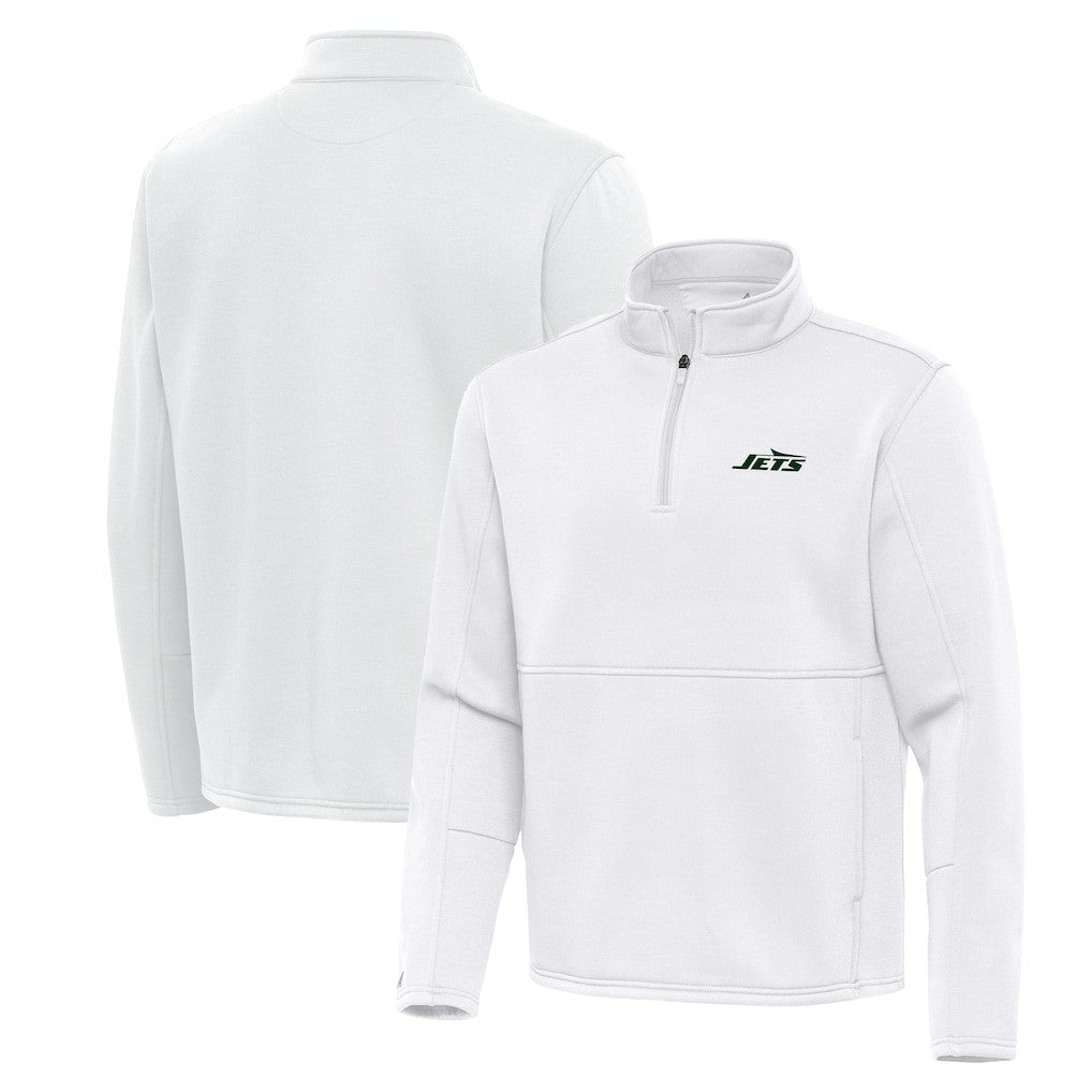 New York Jets Antigua Twist Quarter-Zip Pullover Jacket White