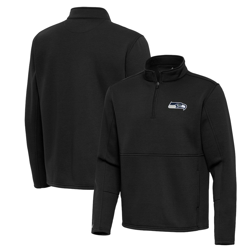 Seattle Seahawks Antigua Twist Quarter-Zip Pullover Jacket Black