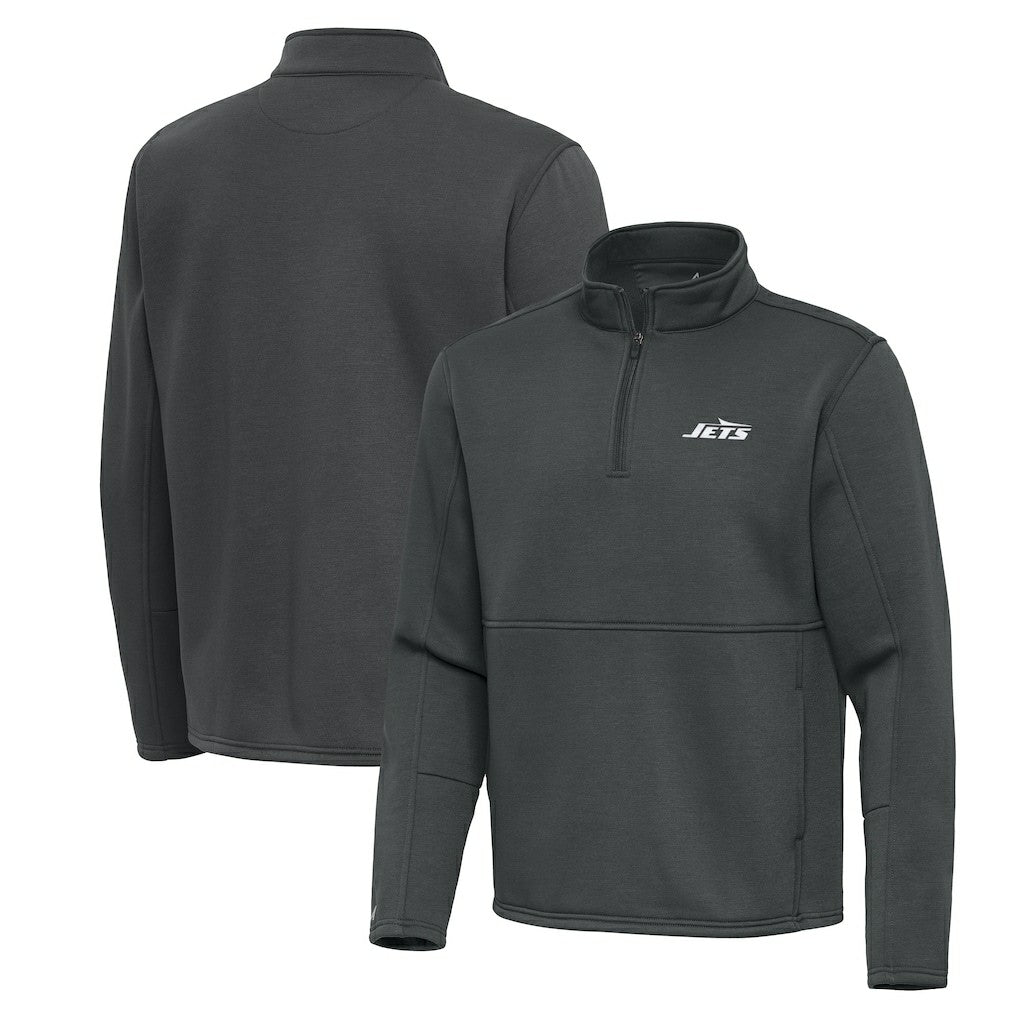New York Jets Antigua Twist Quarter-Zip Pullover Jacket Pewter