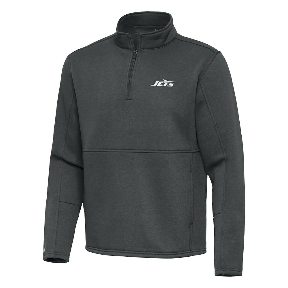 New York Jets Antigua Twist Quarter-Zip Pullover Jacket Pewter