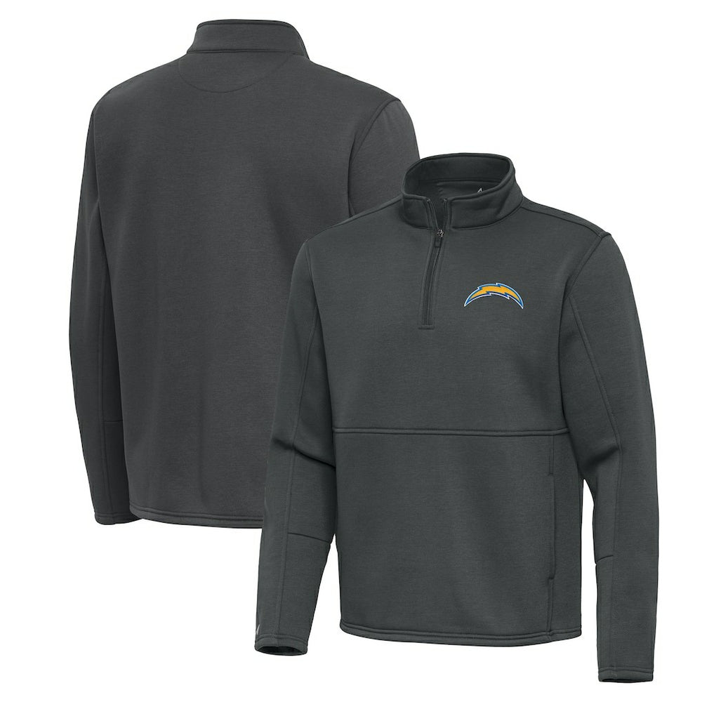 Los Angeles Chargers Antigua Twist Quarter-Zip Pullover Jacket Pewter