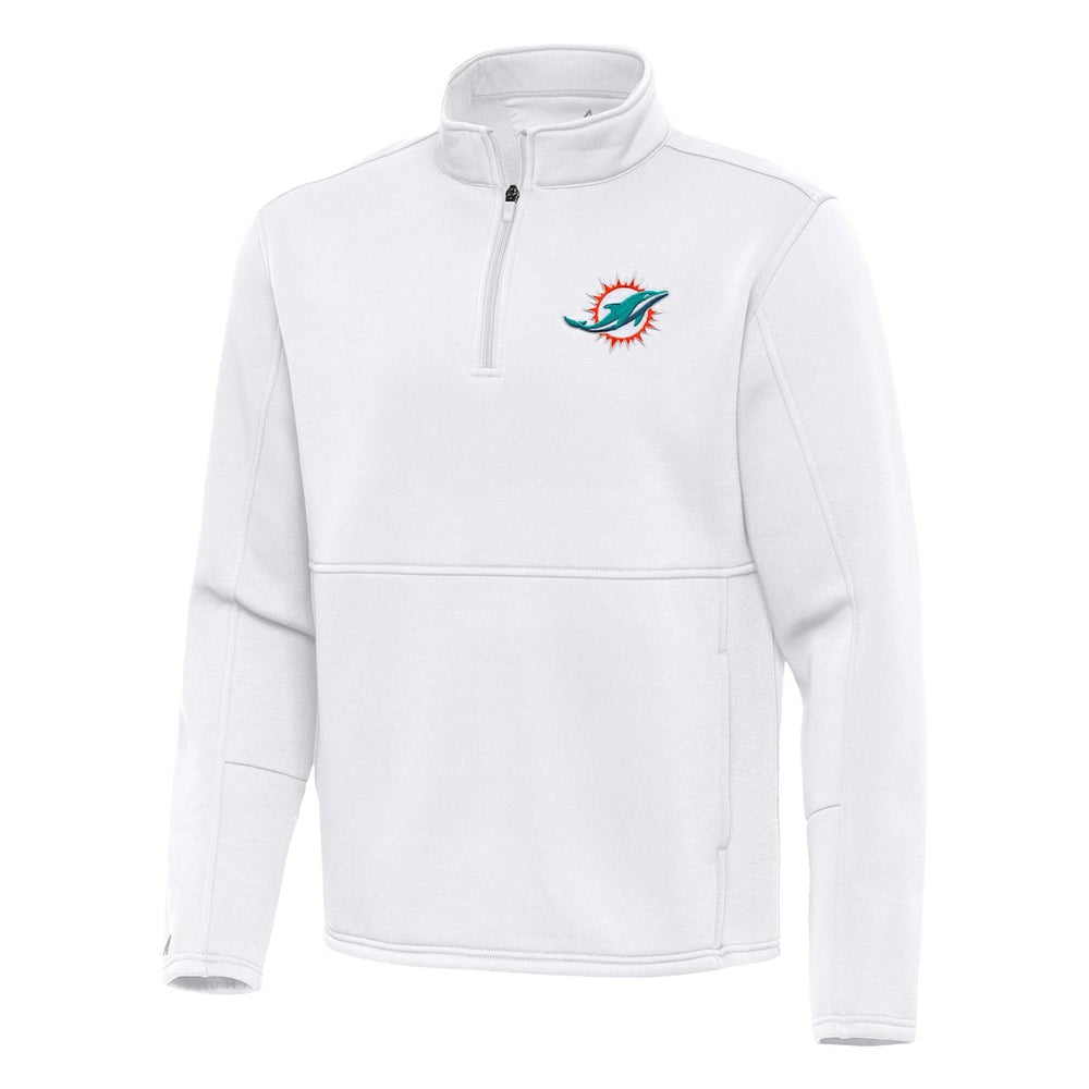 Miami Dolphins Antigua Twist Quarter-Zip Pullover Jacket White