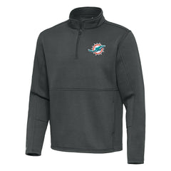 Miami Dolphins Antigua Twist Quarter-Zip Pullover Jacket Pewter