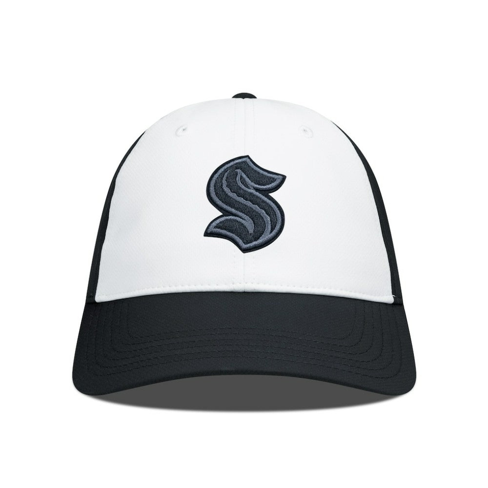 NHL Seattle Kraken Levelwear Endure Nightfall Blackout Patch Unstructured Flex Hat - Black/White