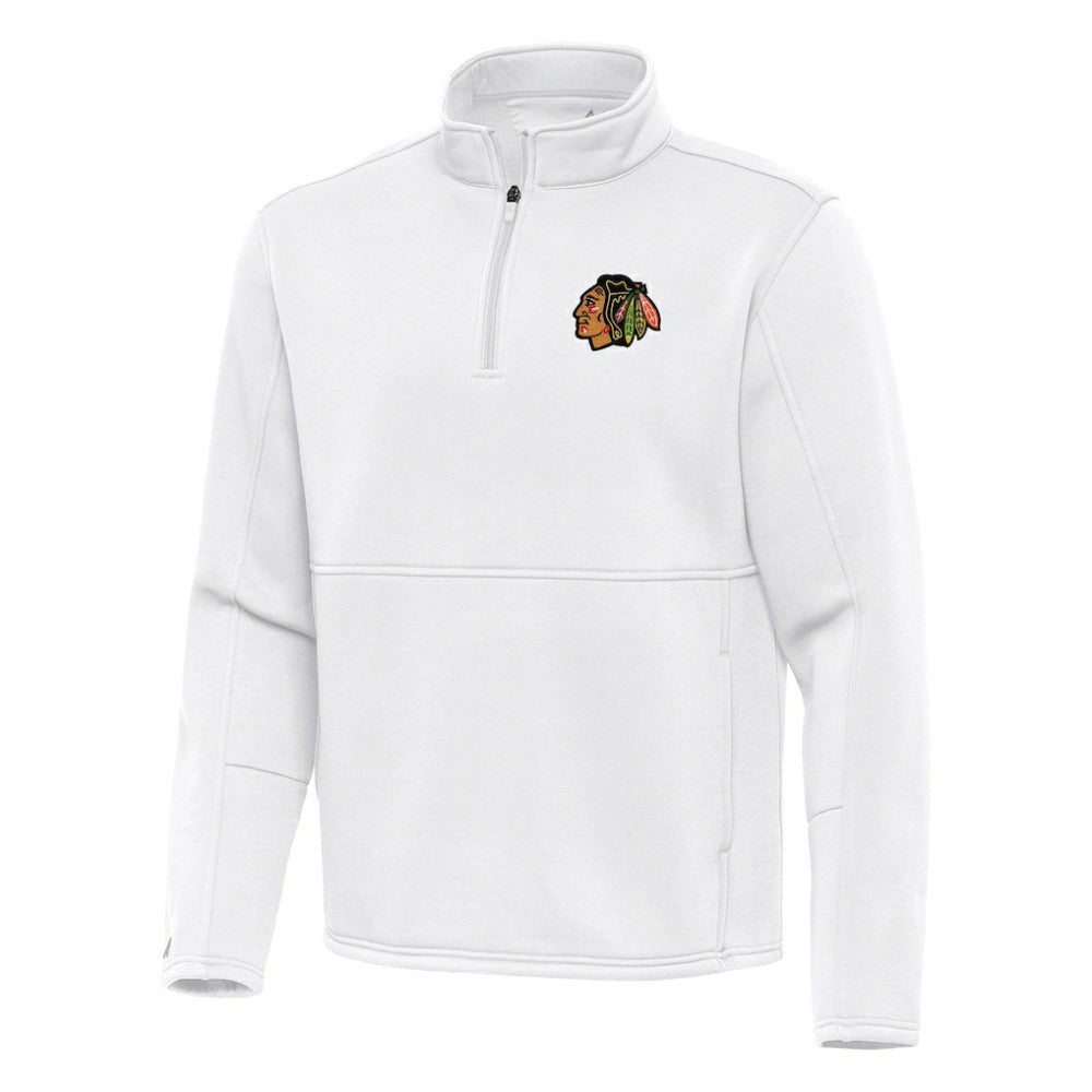 NHL Chicago Blackhawks Antigua Twist Quarter-Zip Pullover Jacket - White