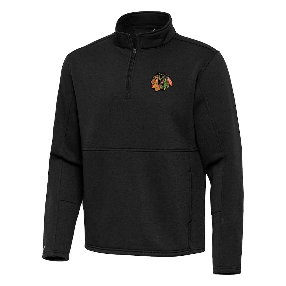 NHL Chicago Blackhawks Antigua Twist Quarter-Zip Pullover Jacket - Black