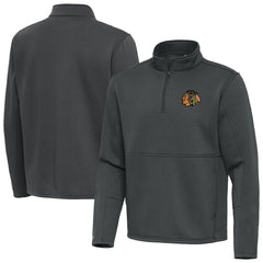 NHL Chicago Blackhawks Antigua Twist Quarter-Zip Pullover Jacket - Pewter