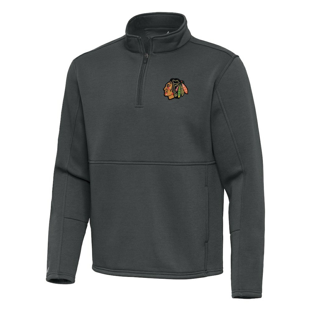 NHL Chicago Blackhawks Antigua Twist Quarter-Zip Pullover Jacket - Pewter