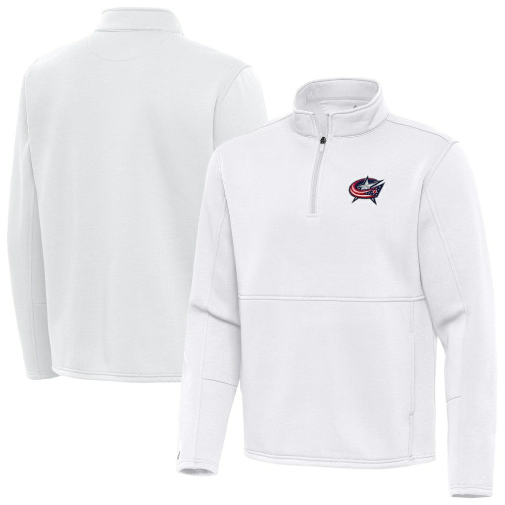 NHL Columbus Blue Jackets Antigua Twist Quarter-Zip Pullover Jacket - White