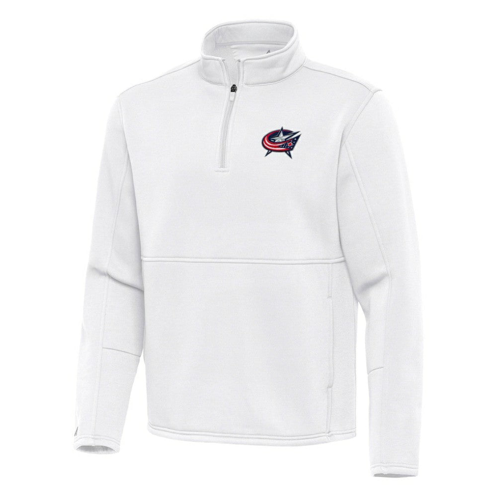 NHL Columbus Blue Jackets Antigua Twist Quarter-Zip Pullover Jacket - White