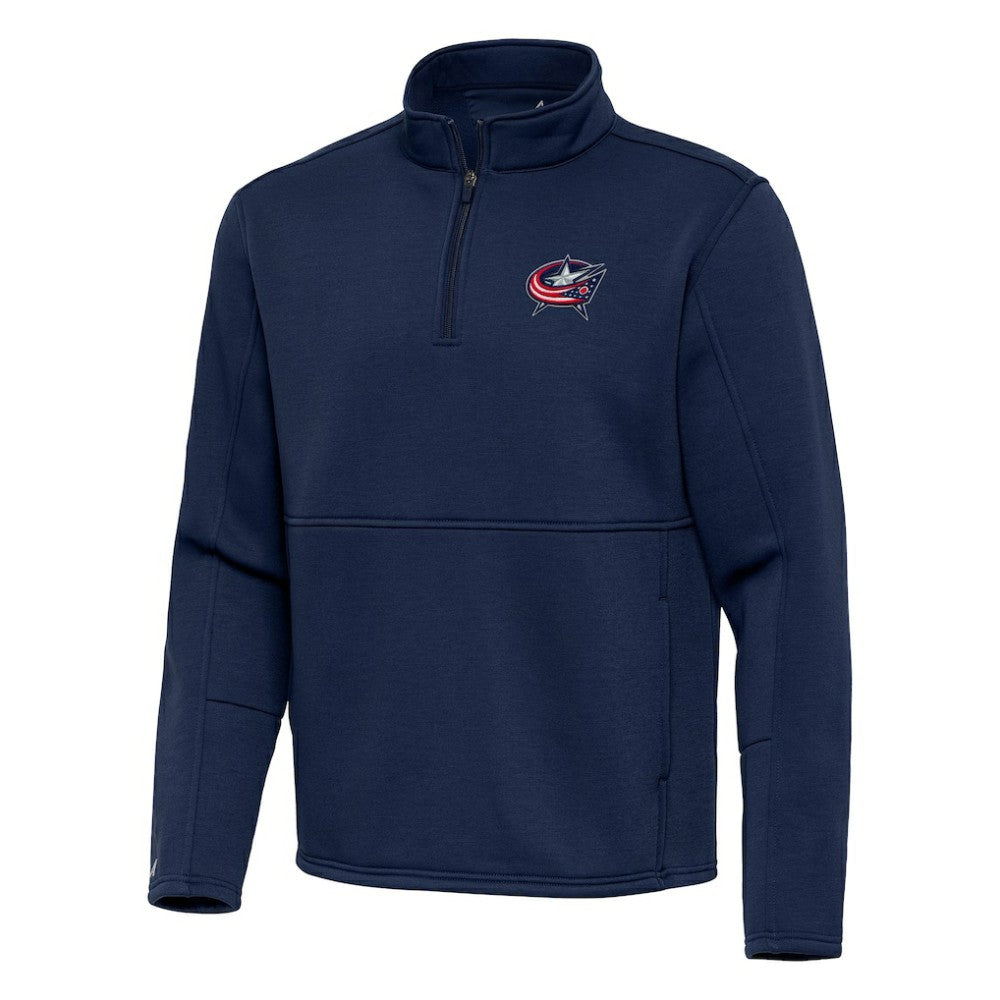 NHL Columbus Blue Jackets Antigua Twist Quarter-Zip Pullover Jacket - Navy