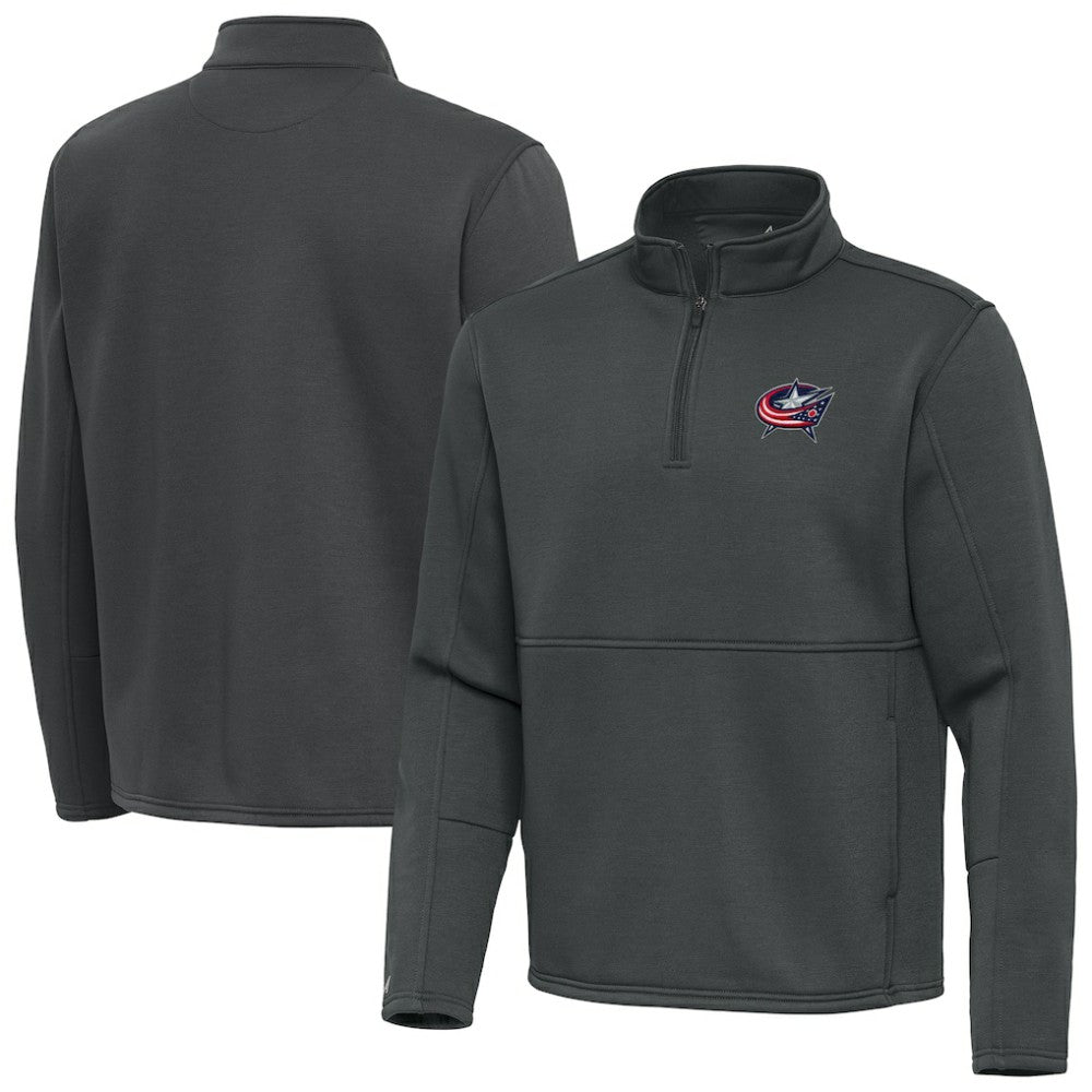 NHL Columbus Blue Jackets Antigua Twist Quarter-Zip Pullover Jacket - Silver