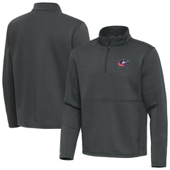 NHL Columbus Blue Jackets Antigua Twist Quarter-Zip Pullover Jacket - Silver