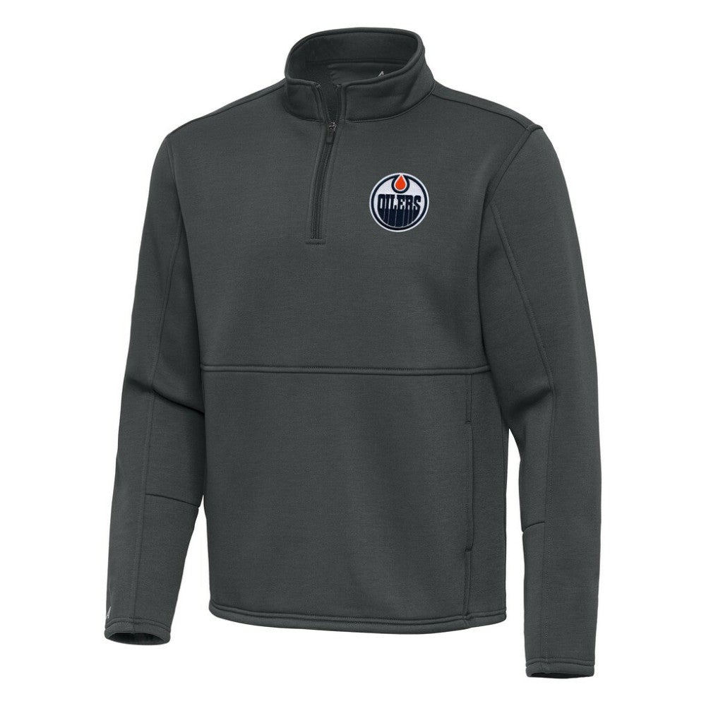 NHL Edmonton Oilers Antigua Twist Quarter-Zip Pullover Jacket - Pewter