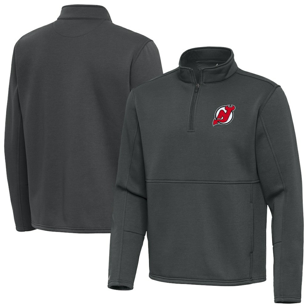 NHL New Jersey Devils Antigua Twist Quarter-Zip Pullover Jacket - Pewter