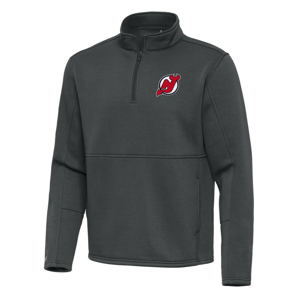 NHL New Jersey Devils Antigua Twist Quarter-Zip Pullover Jacket - Pewter