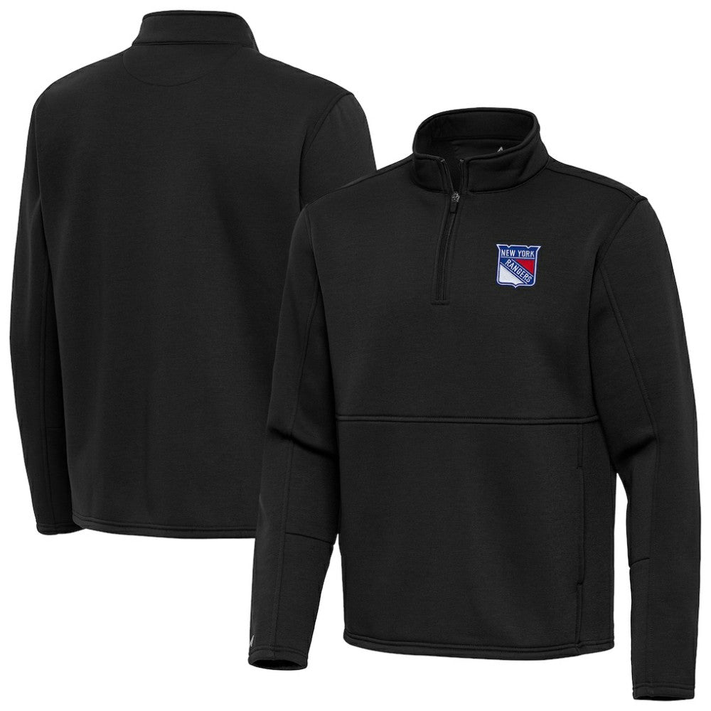 NHL New York Rangers Antigua Twist Quarter-Zip Pullover Jacket - Black