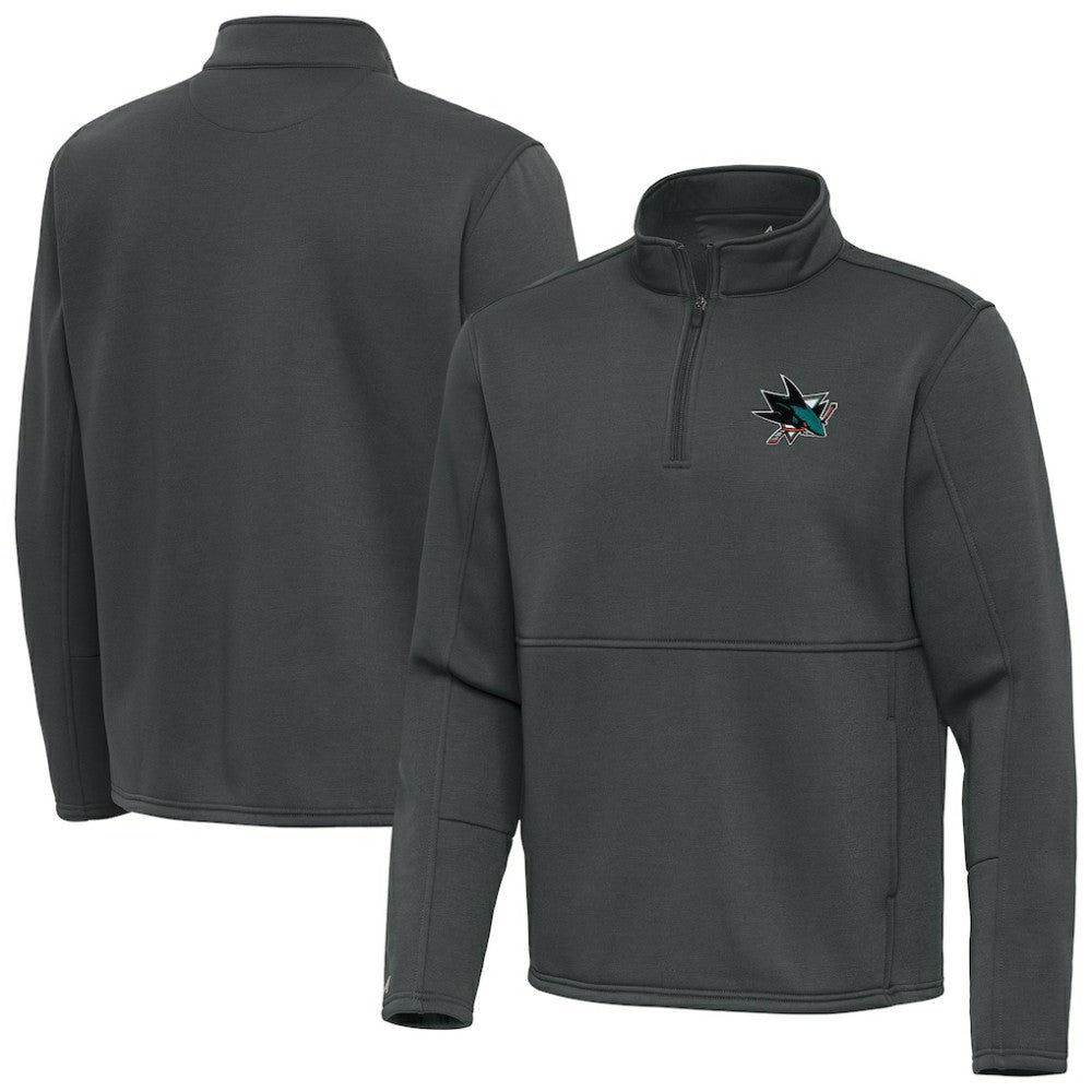 NHL San Jose Sharks Antigua Twist Quarter-Zip Pullover Jacket - Pewter