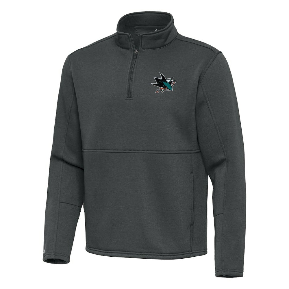 NHL San Jose Sharks Antigua Twist Quarter-Zip Pullover Jacket - Pewter