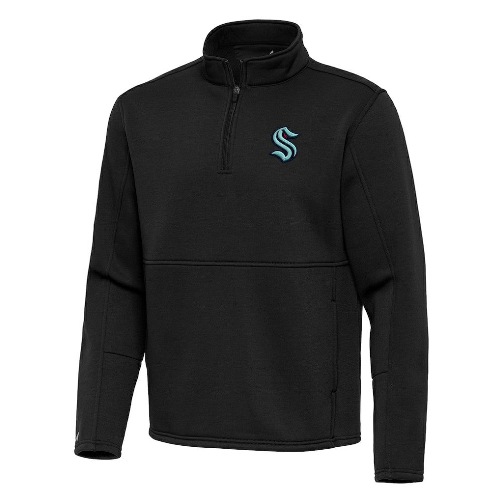NHL Seattle Kraken Antigua Twist Quarter-Zip Pullover Jacket - Black