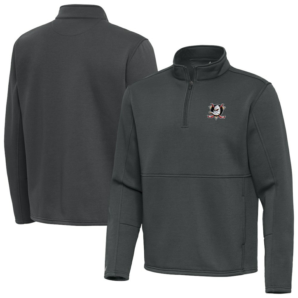 NHL Anaheim Ducks Antigua Twist Quarter-Zip Pullover Jacket - Silver