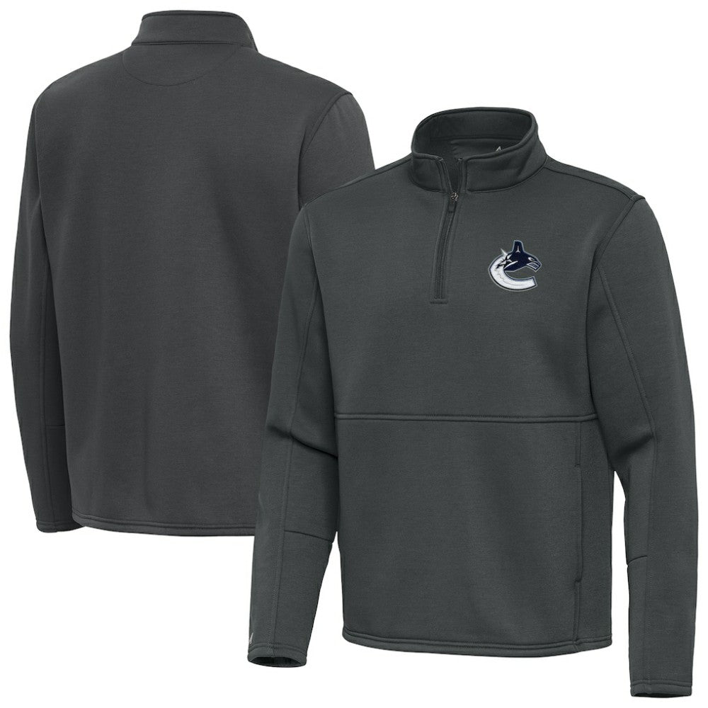 NHL Vancouver Canucks Antigua Twist Quarter-Zip Pullover Jacket - Pewter