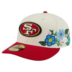 San Francisco 49ers New Era Tonal Floral 59FIFTY Fitted Hat Cream/Scarlet