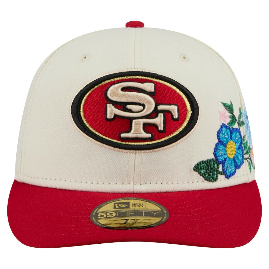 San Francisco 49ers New Era Tonal Floral 59FIFTY Fitted Hat Cream/Scarlet