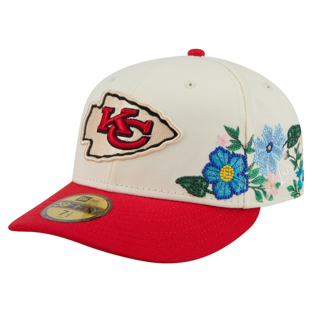Kansas City Chiefs New Era Tonal Floral 59FIFTY Fitted Hat Cream/Red