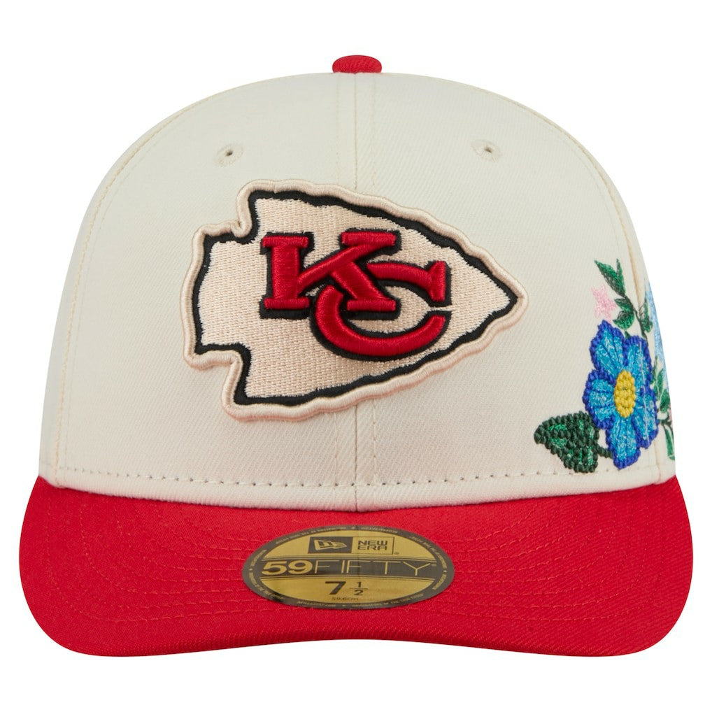 Kansas City Chiefs New Era Tonal Floral 59FIFTY Fitted Hat Cream/Red