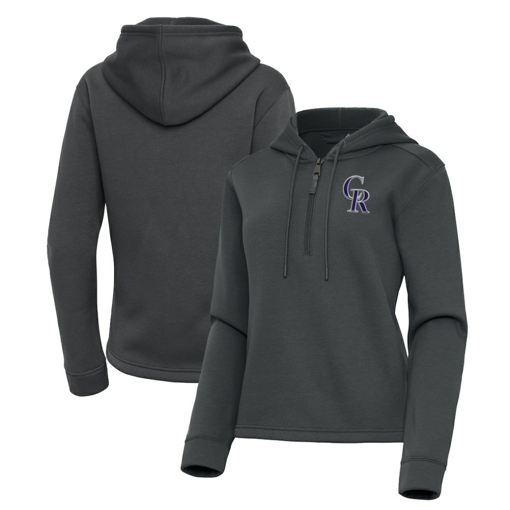 Colorado Rockies Antigua Women's Contemporary Quarter-Zip Hoodie - Pewter Hoodies
