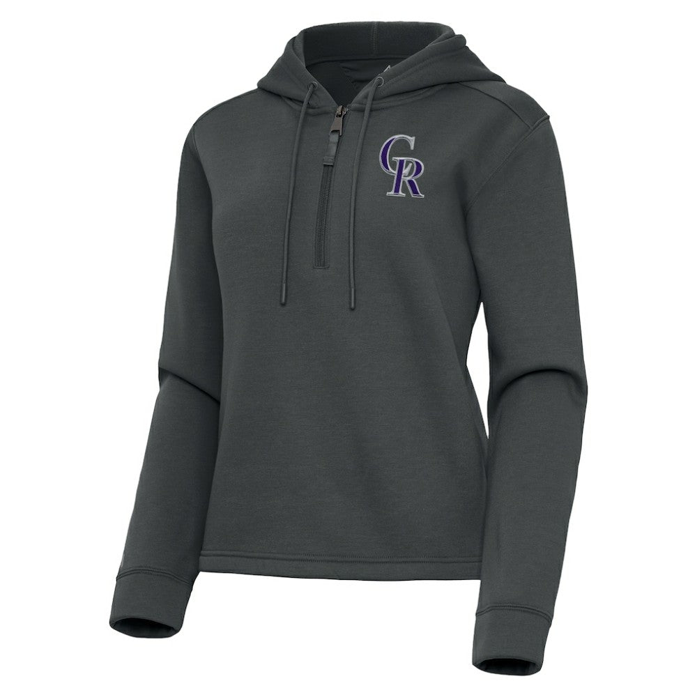 Colorado Rockies Antigua Women's Contemporary Quarter-Zip Hoodie - Pewter Hoodies