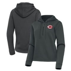 Cincinnati Reds Antigua Women's Contemporary Quarter-Zip Hoodie - Pewter Hoodies