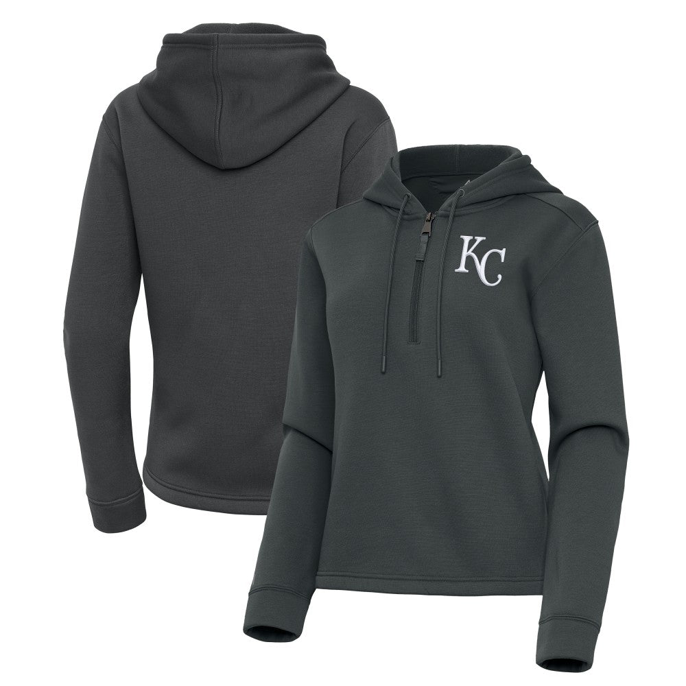 Kansas City Royals Antigua Women's Contemporary Quarter-Zip Hoodie - Pewter Hoodies