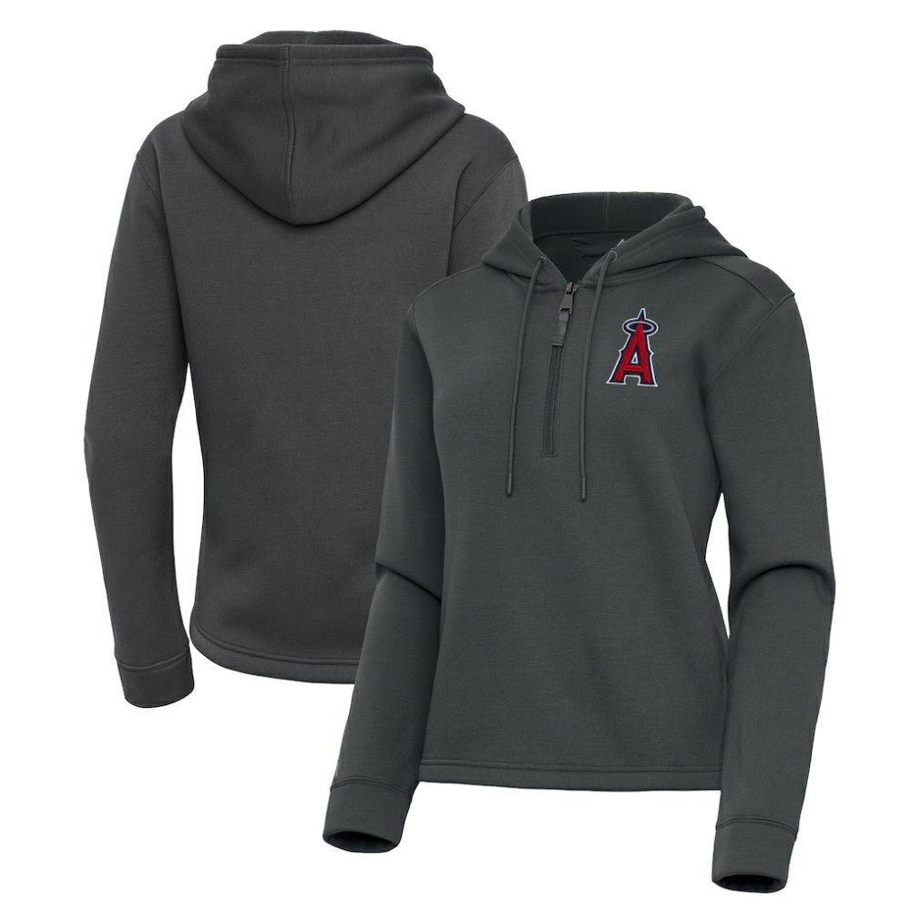 Los Angeles Angels Antigua Women's Contemporary Quarter-Zip Hoodie - Pewter Hoodies