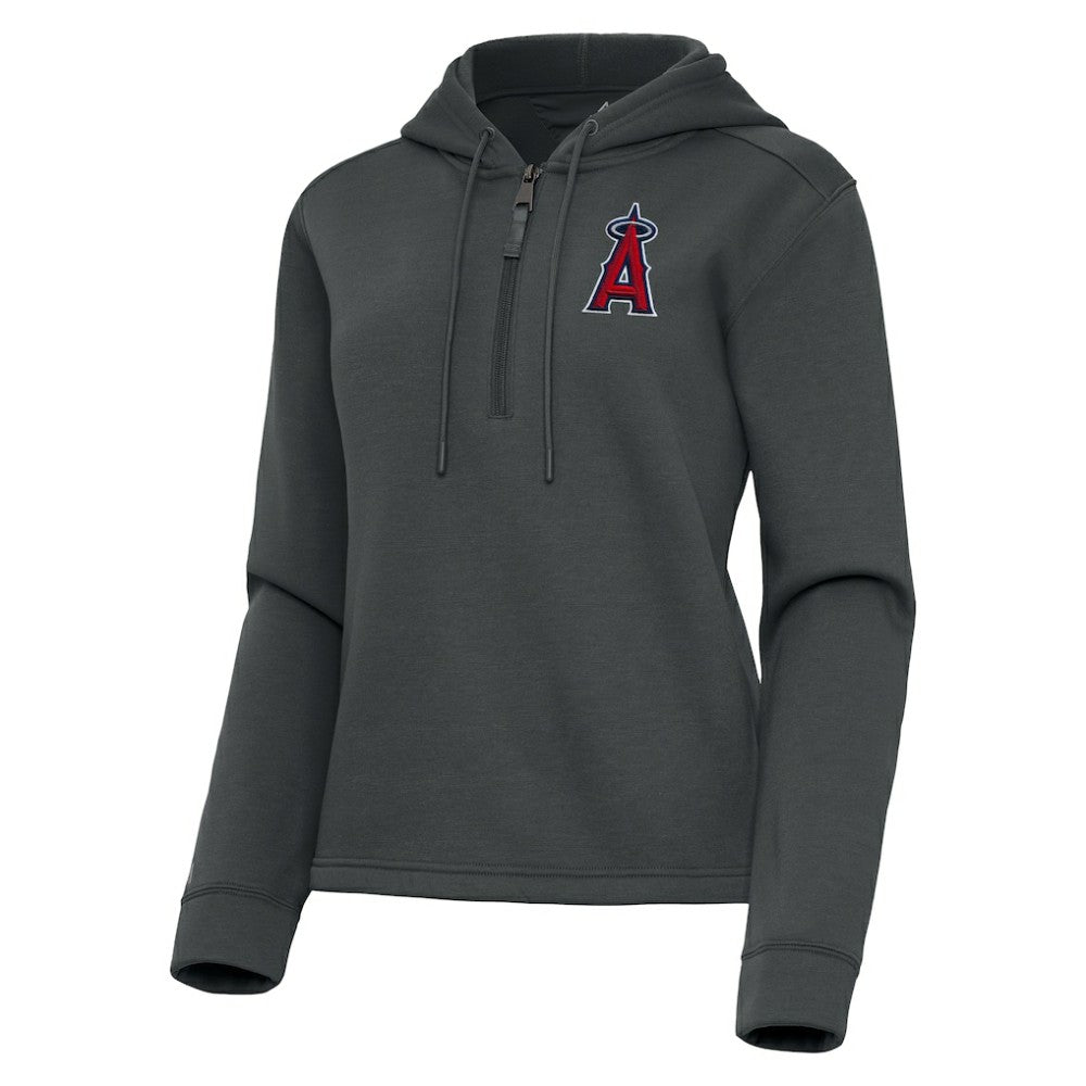 Los Angeles Angels Antigua Women's Contemporary Quarter-Zip Hoodie - Pewter Hoodies